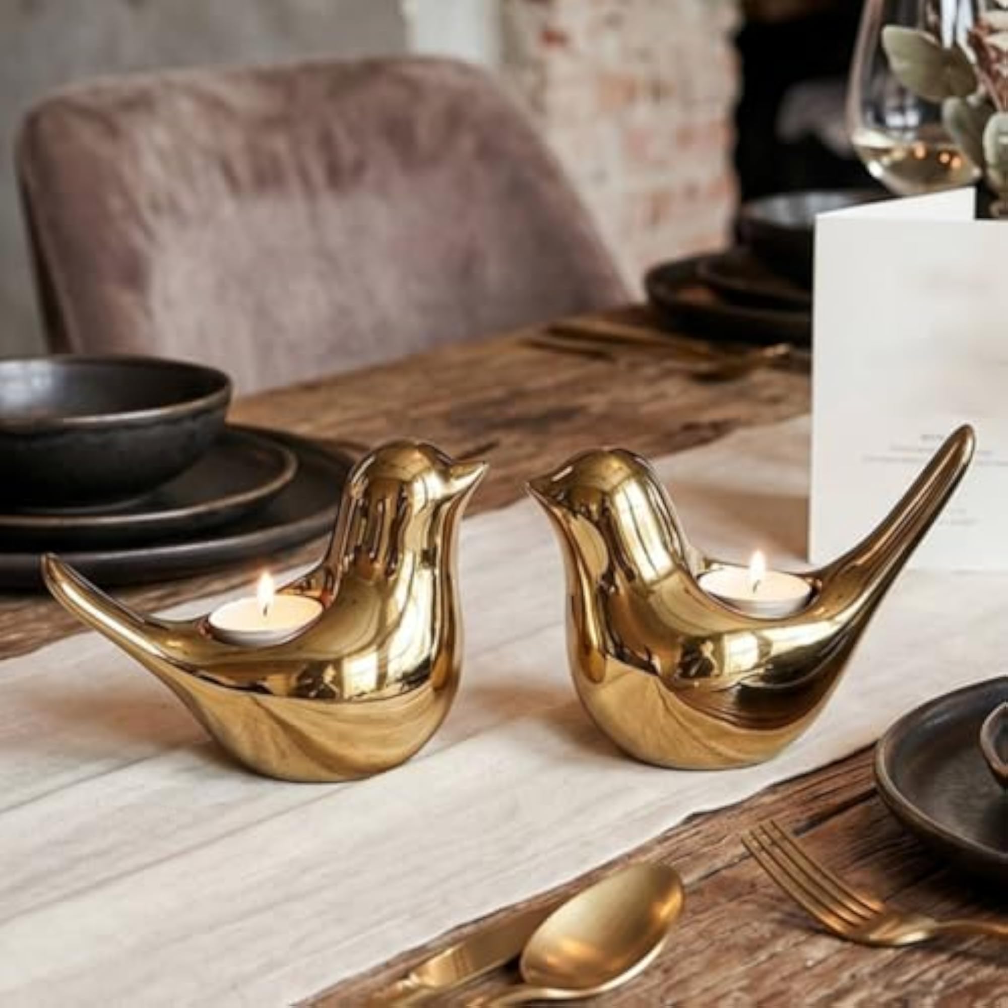 Compact Bird-Shaped Candle Holder Decorative Mirror Finish